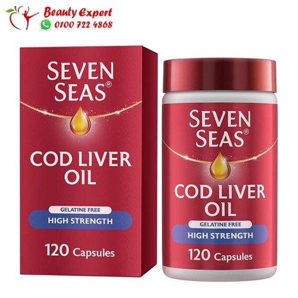 زيت كبد الحوت مع أوميغا 3 - seven seas omega 3 cod liver oil 120 caps