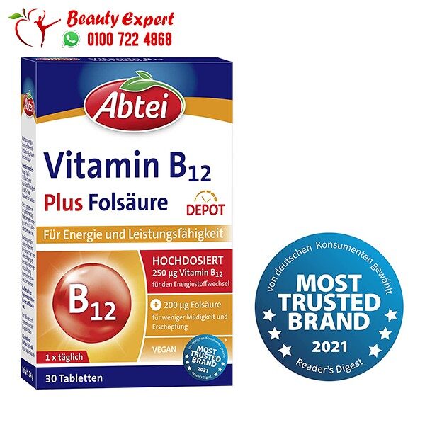 حبوب فيتامين ب12 مع حمض الفوليك عدد 30 قرص – Abtei Vitamin B12 with Folate acid