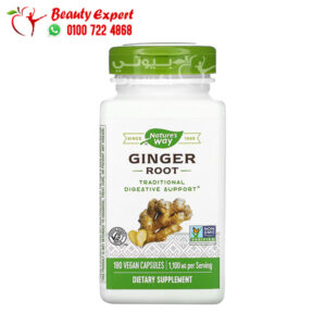 اشتري اقراص جنجر مكمل غذائي 1100 ملجم لدعم صحة الجهاز الهضمي Nature’s Way Ginger Root 