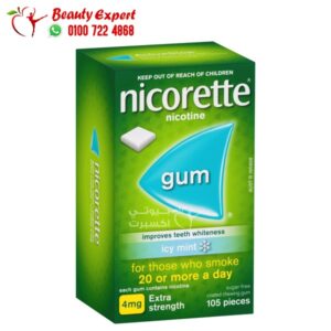 أشتري لبان Nicorette للإقلاع عن التدخين 105 قطعة 4 مجم Nicorette Gum 4Mg Icemint