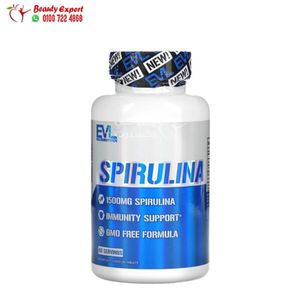 مكمل سيبرولينا لدعم الصحة العامة EVLution Nutrition, Spirulina 500 ملجم 180 قرص
